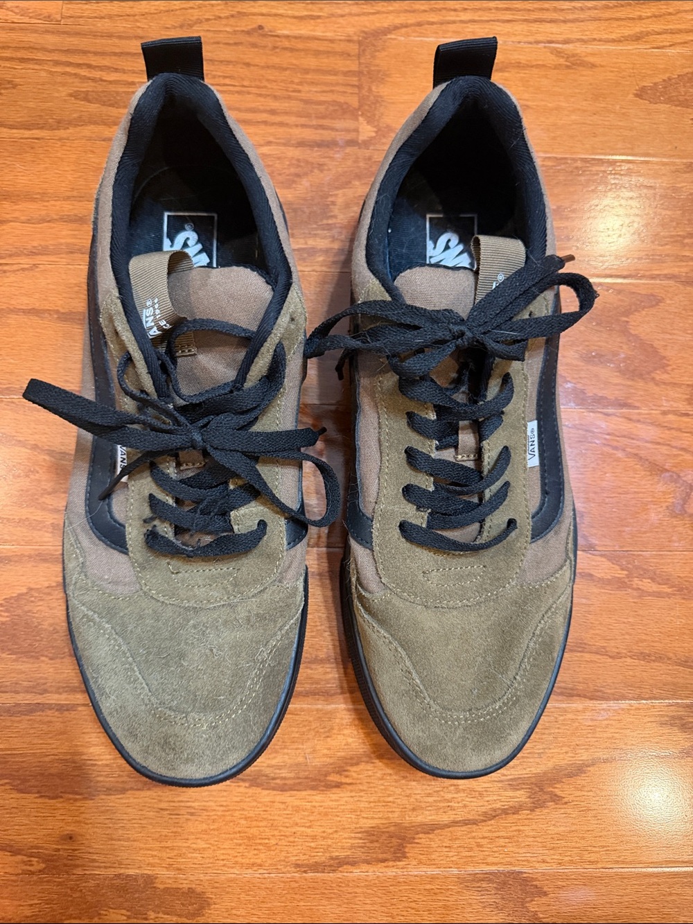 Vans Olive and Black Suede Low-Top Sneakers